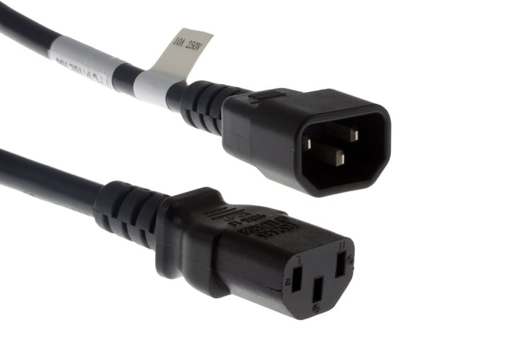 AC Power Cord, C14 to C13, 18 AWG, 10ft, Black