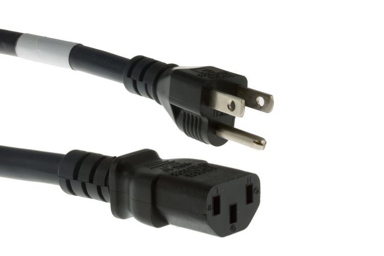 AC Power Cord, 5-15P to C13, 14 AWG, 6ft, Black