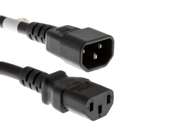 AC Power Cord,  C13 to C14,  14AWG, 1ft, Black