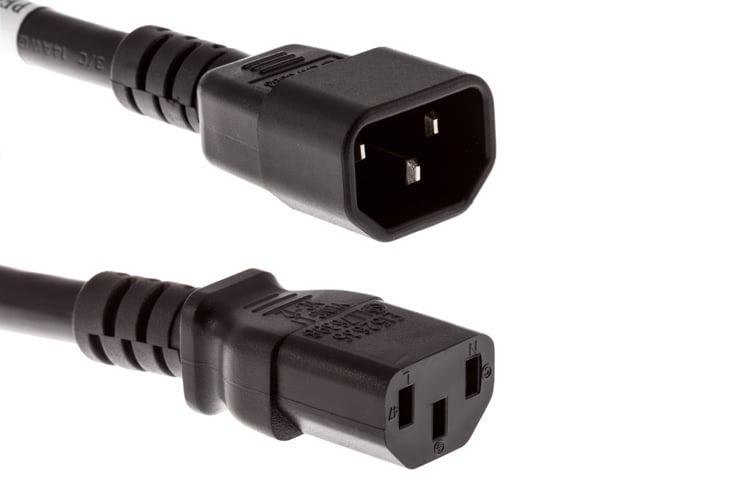 AC Power Cord, C14 to C13, 14 AWG, 15ft, Black