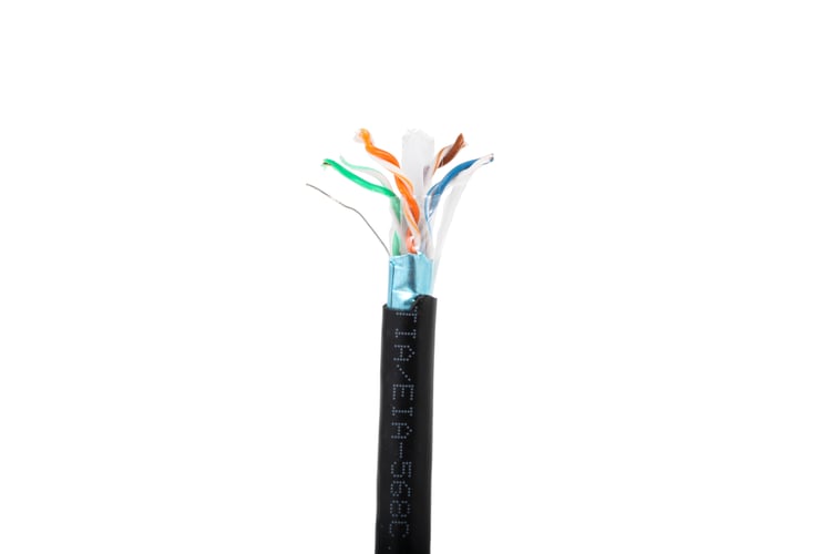 Cat6 Bulk Ethernet Cable, Shielded, Solid, CMR, Spool, 1000 ft, 550 Mhz, Black