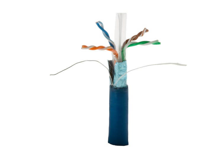 Cat6 Bulk Ethernet Cable, Shielded, Solid, CMR, Spool, 1000 ft, 550 Mhz, Blue