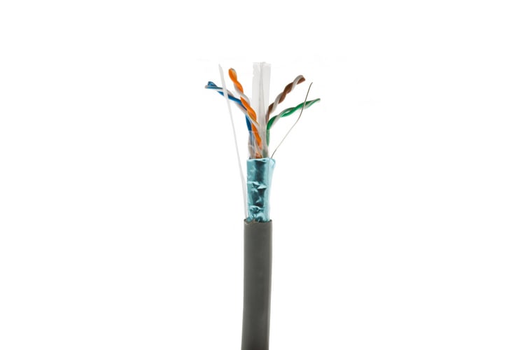 Cat6 Bulk Ethernet Cable, Shielded, Solid, CMR, Spool, 1000 ft, 550 Mhz, Gray