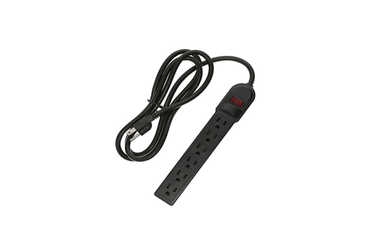 12Ft 6-Outlet Surge Protector 14AWG/3, 15A, 90J Black