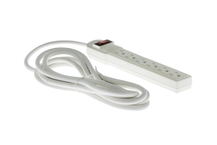 Surge Protector Power Strip With (6) 15A Outlets and 12ft Cord, White