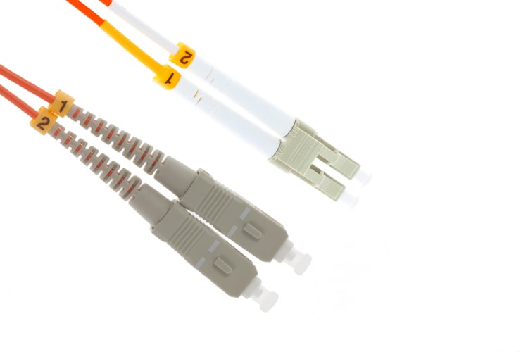 LC to SC Multimode Duplex 50/125 OM2 UPC Fiber Patch Cable, 1 Meter
