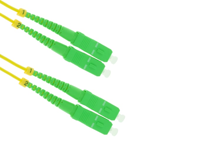 SC/APC to SC/APC Singlemode Duplex OS2 Fiber Patch Cable, 1M
