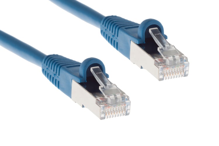 Cat5e Shielded Ethernet Patch Cable, Half-moon Boot, 50 ft, Blue
