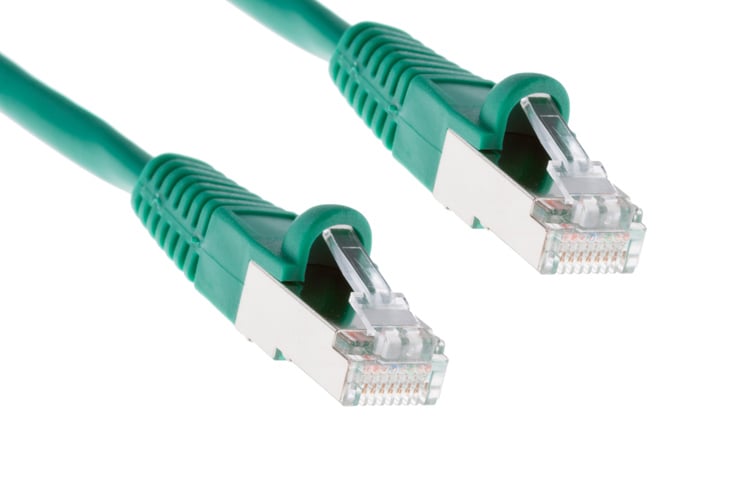 Cat5e Shielded Ethernet Patch Cable, Half-moon Boot, 1 ft, Green