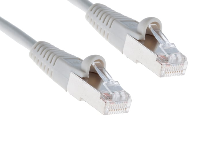 Cat5e Shielded Ethernet Patch Cable, Half-moon Boot, 2ft, Gray