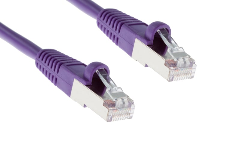 Cat5e Shielded Ethernet Patch Cable, Half-moon Boot, 1 ft, Purple