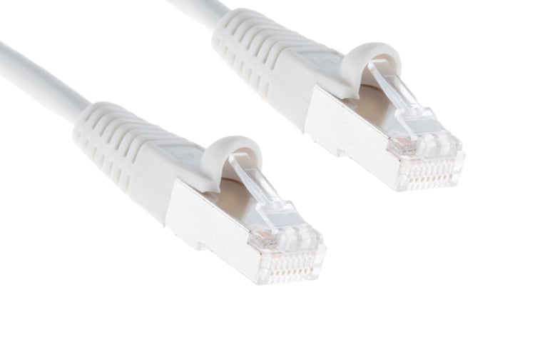 Cat5e Shielded Ethernet Patch Cable, Half-moon Boot, 75ft, White