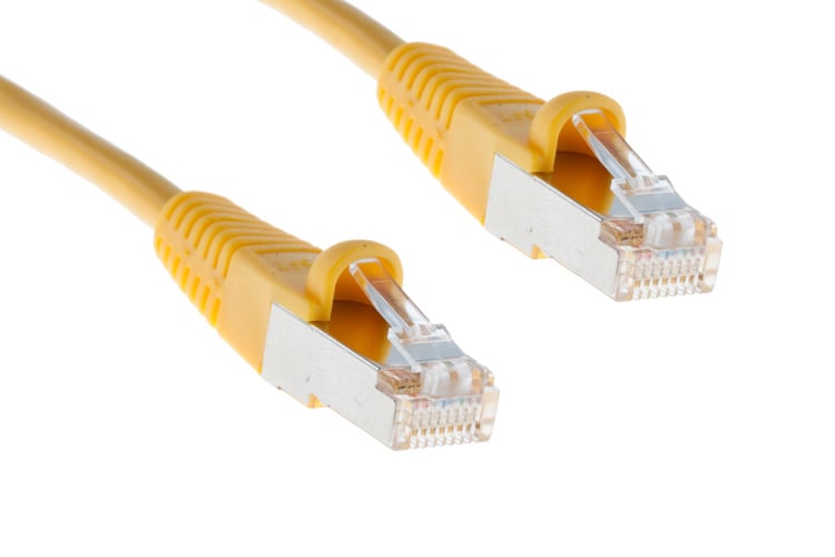 Cat5e Shielded Ethernet Patch Cable, Half-moon Boot, 5 ft, Yellow