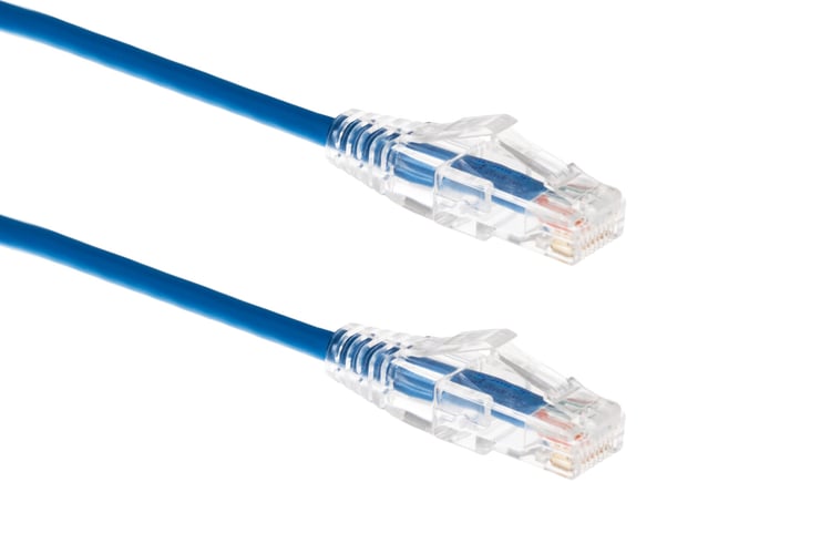 Cat6A Slim Snagless Ethernet Patch Cable, 25 ft, Blue