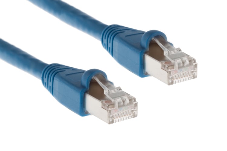 Cat6A Shielded Ethernet Patch Cable, Half-moon Boot, 5 ft, Blue