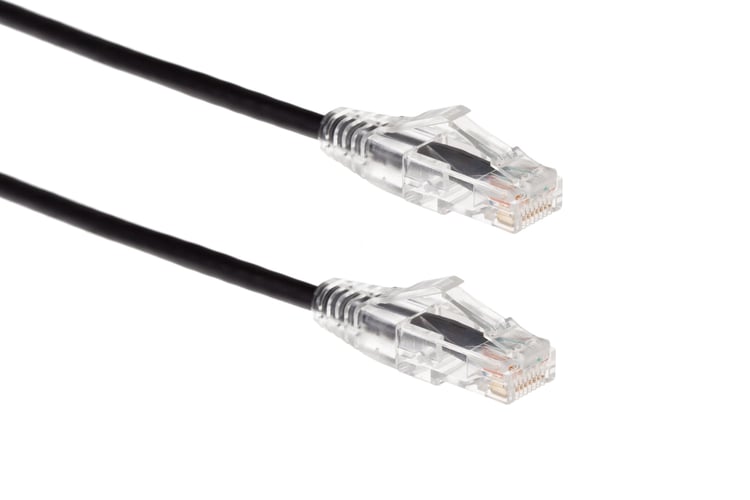 Cat6A Slim Snagless Ethernet Patch Cable, 12ft, Black