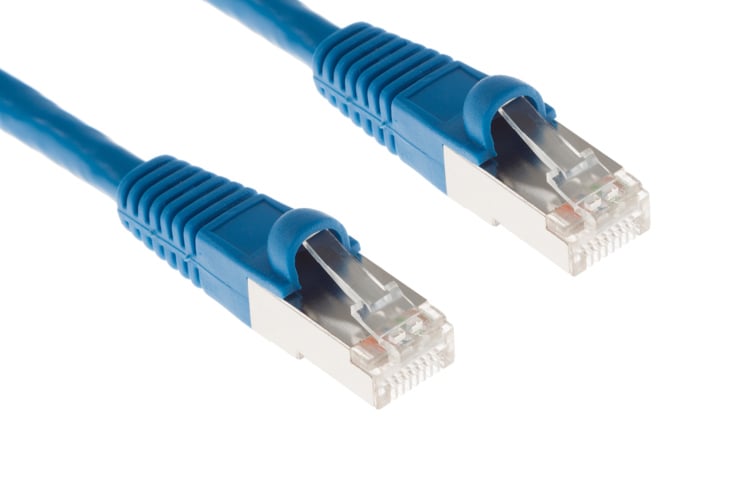 CAT6 Shielded Ethernet Patch Cable, Half-moon Boot, Blue, 35ft