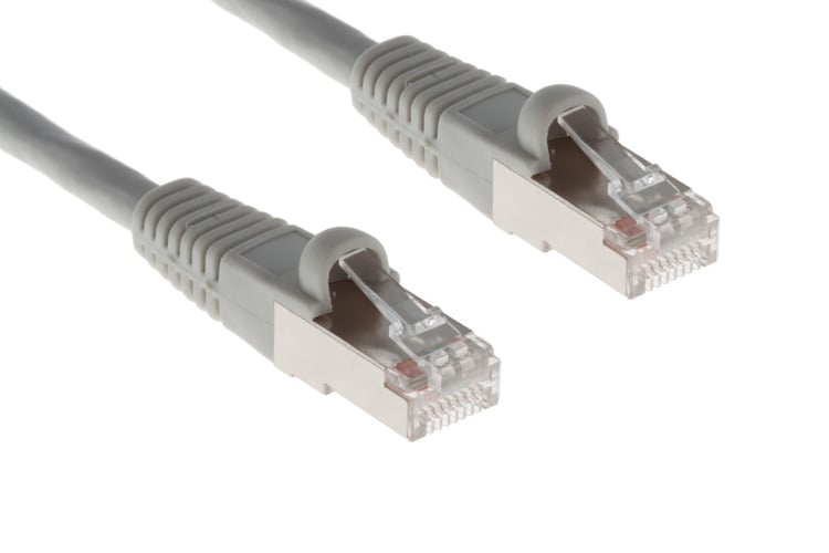 Cat6 Shielded Ethernet Patch Cable, Half-moon Boot, 3 ft, Gray