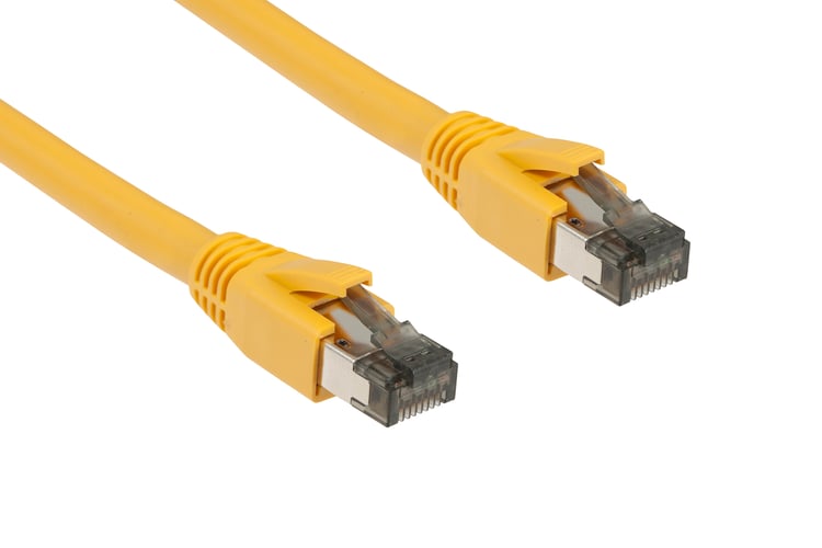 Cat8 Ethernet Patch Cable, Shielded, 40Gbps, Snagless, 15 ft, Yellow